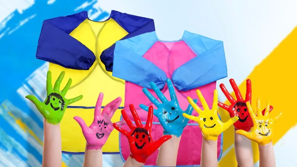 

UNIKIDS 1pcs Baby Kids Apron Cleaning Long Sleeve Waterproof Art Smock Children Bib ApronV2-5YEARS OLD