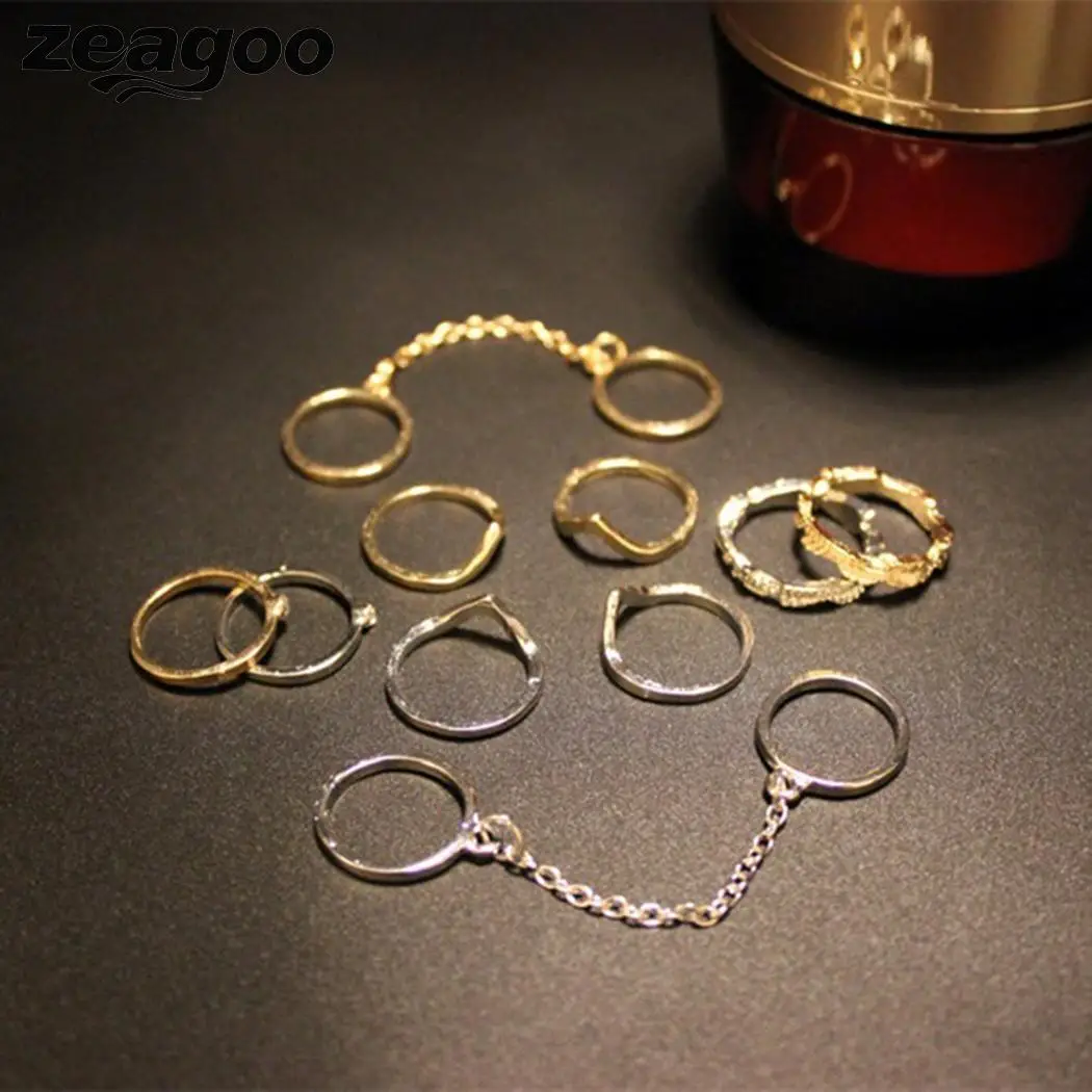 Zeagoo модные цепочка на палец сплавные кольца для женские комбинированные