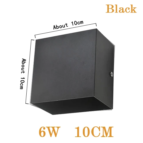Black 6W 10CM Квадратный светодиодный настенный светильник с регулируемой яркостью, прикроватные бра для гостиной, кабинета, 6 Вт, лестницы для помещений, 110 В, 220 В, осветительный прибор, декор для отеля, прохода - Цвет абажура: Black 6W 10CM