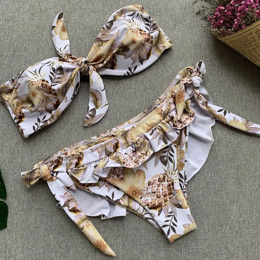 Новые Модные Цветочные стринги бикини женские костюмы бразильский стильный купальный костюм Пляжная одежда сексуальный бюстгальтер купальный костюм открытая спина купальник