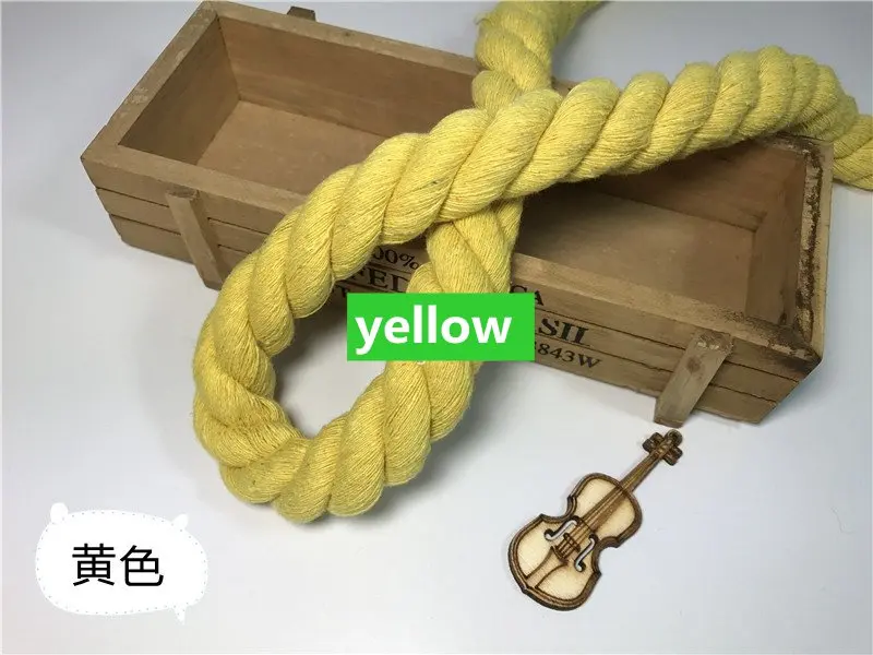 20 мм хлопковая струна ручной работы diy аксессуары три цвета веревка витая веревка из чистого хлопка твист украшения дизайн толстая веревка - Цвет: yellow