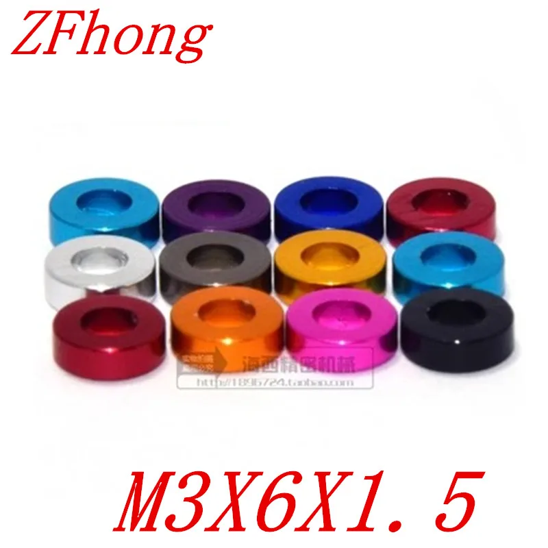 

100pcs M3*6*1.5 3mm colourful Red black blue purple pink grey Aluminum flat washer Aluminum For Rc Part th