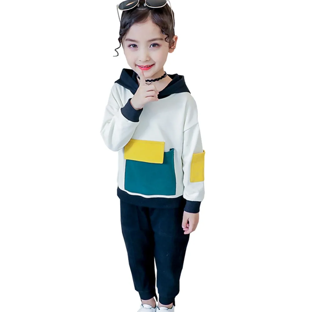 Детский комплект топы с длинными рукавами и штаны из двух предметов разноцветная