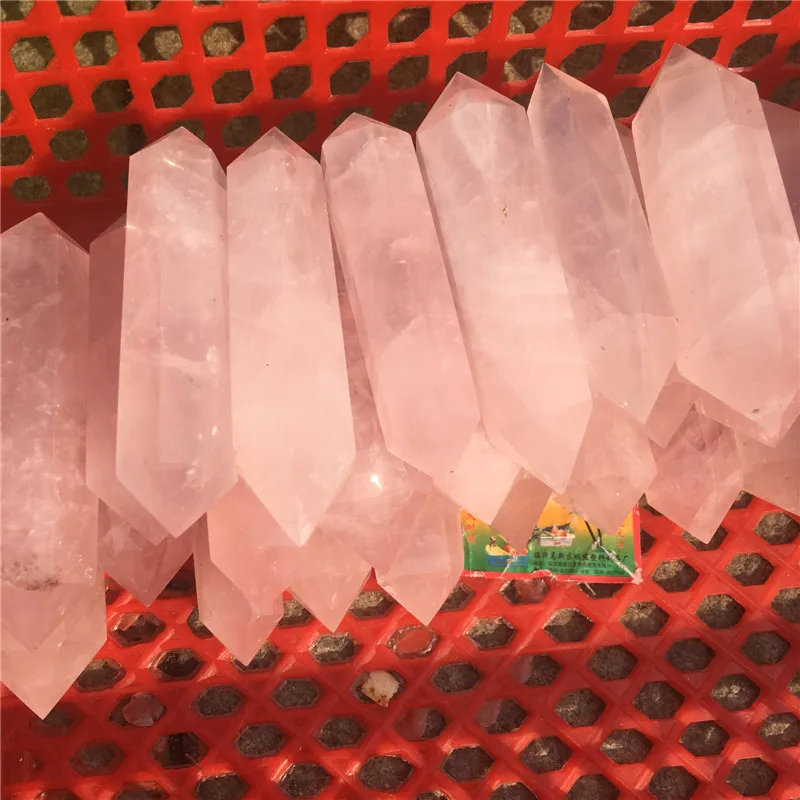 

1Kg pretty 100% natural rose quartz crystal double terminated point rock healing crystals mineral gemstone spirituality tower