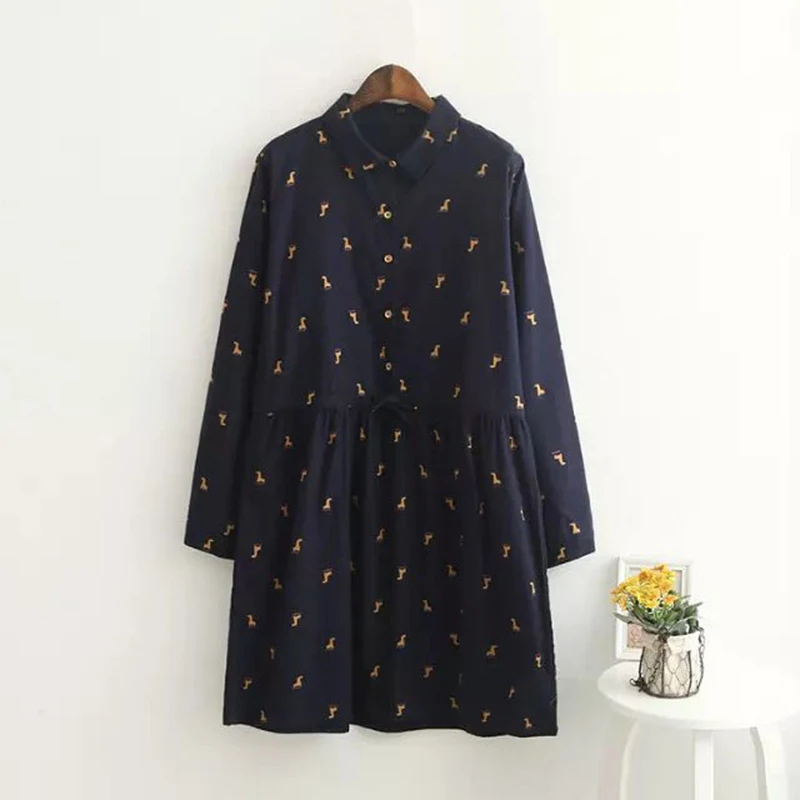 2016 весеннее Платье с принтом жирафа кавайное платье длинными рукавами и