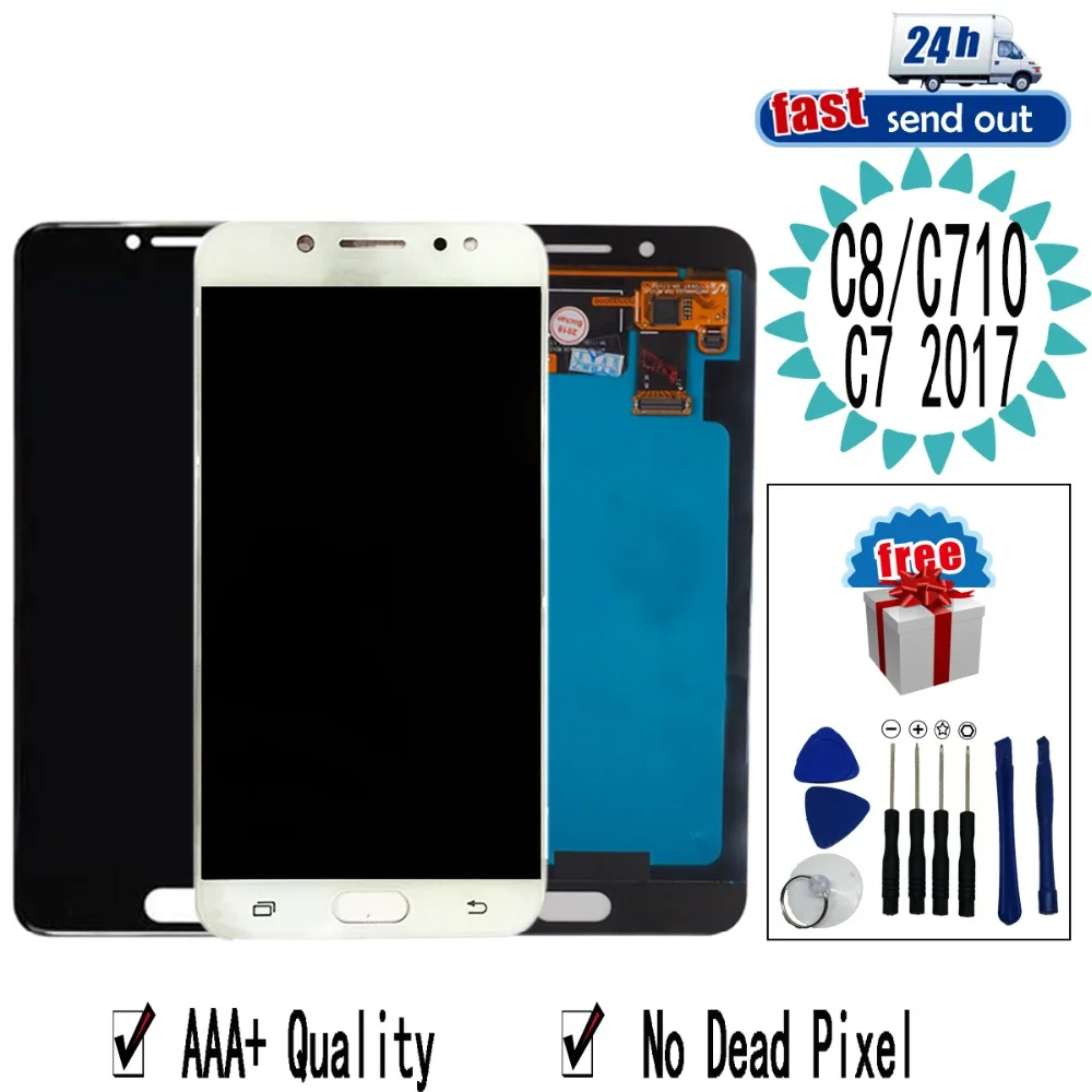 5 ''AMOLED C8 LCD для SAMSUNG GALAXY C7 2017 C7100 дисплей C710 C710F сенсорный экран протестированный