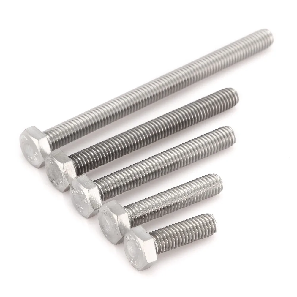 

100pcs304 Stainless Steel M6*10/12/16/20/25/30/35/40/45/50/55/60/70/80mm Hex head Bolts Outer Hexagon Screw Metric Thread DIN933