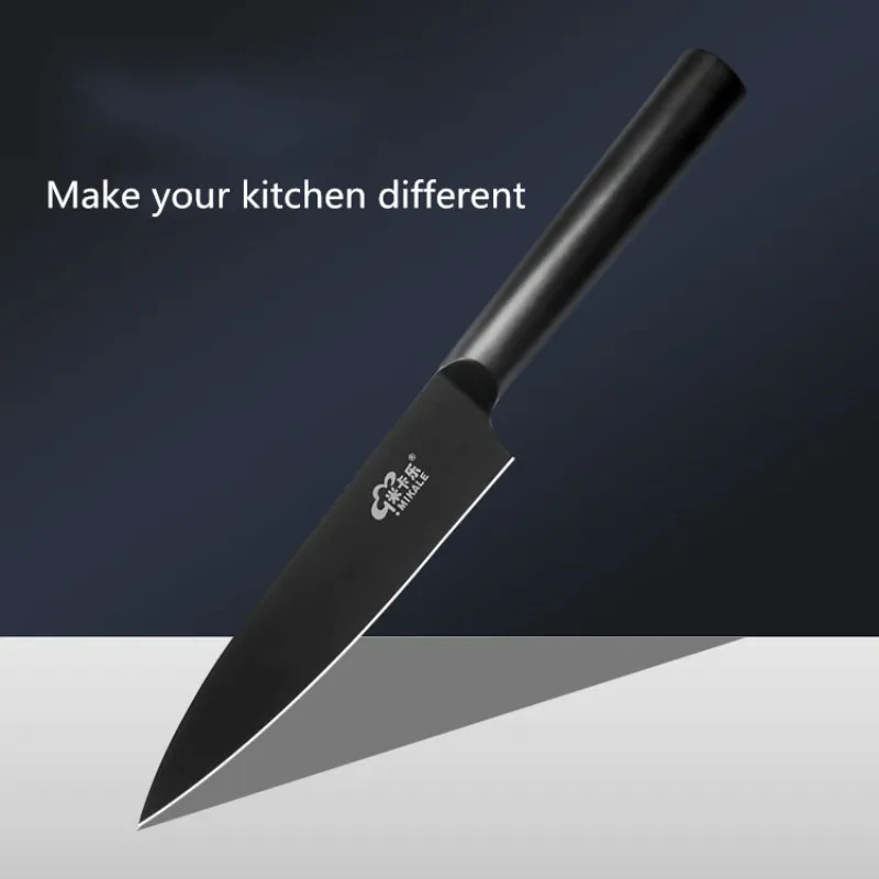 Набор черных кухонных ножей из нержавеющей стали нож шеф повара Santoku для нарезки