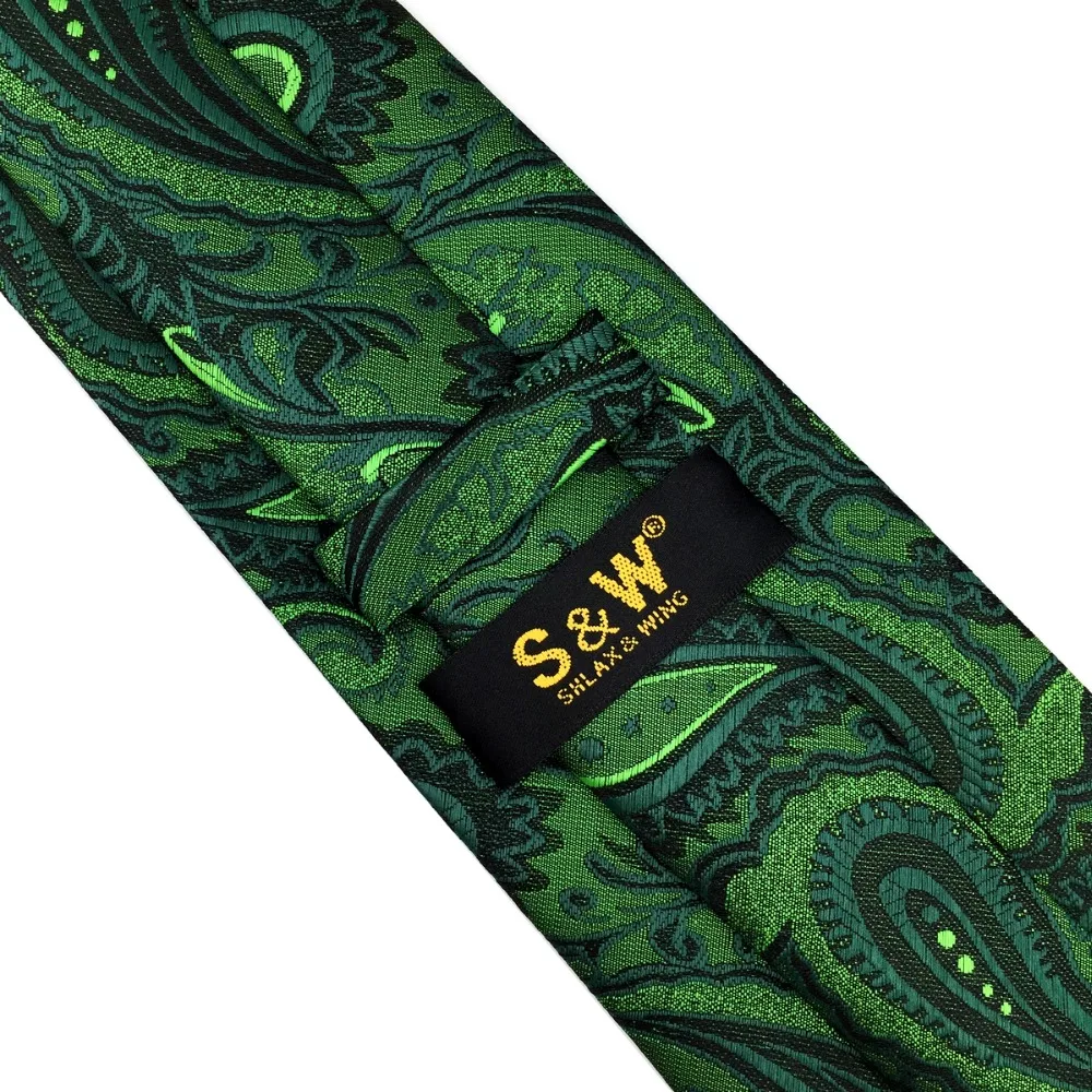 Extra Long Neckties Paisley Dark Green Black Ties for Men Silk Skinny Butterfly Wedding Party Bow Tie Pre-Tied