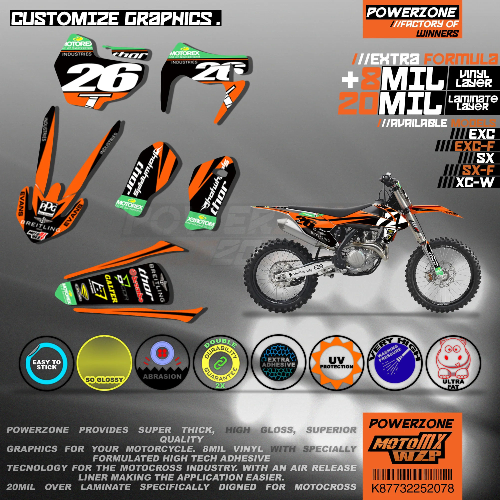 Персонализированные графические фоны PowerZone Team наклейки 3M Набор наклеек для KTM SX SXF