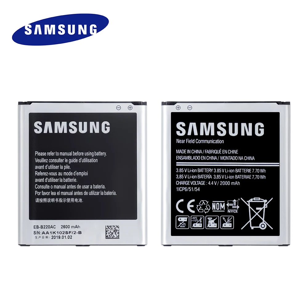 

EB-B220AC Original Replacement Battery For Samsung GALAXY Grand 2 G7102 G7106 G7108 2600mah Phone Batteria Akku + Fast Shipping