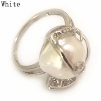 7 12 13mm natural white flat baroque pearl women ring