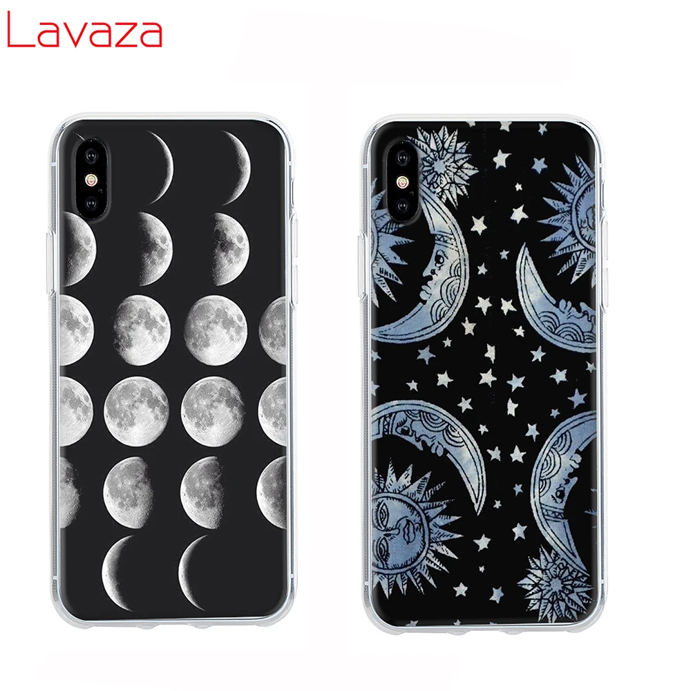 Твердый Чехол для Apple iPhone черный с белой луной звездами космосом 6 6s 7 8 Plus X 5 SE чехол