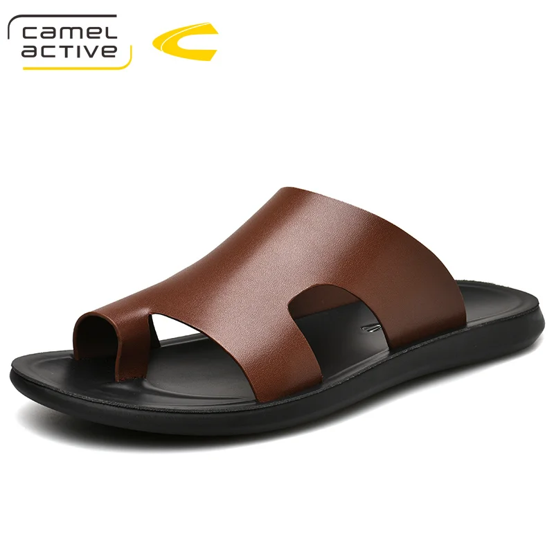 Camel Active Новая Мужская обувь плоской подошве банные шлепанцы летние сандалии для использования вне помещений; Повседневное; нескользящие Вьетнамки; пляжная обувь - Цвет: Коричневый