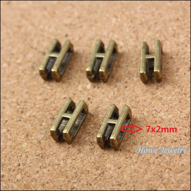 Wholesale 150 pcs Vintage Charms Letter H Antique bronze Fit Leather leather slide rope bracelet jewelry production 10070 |
