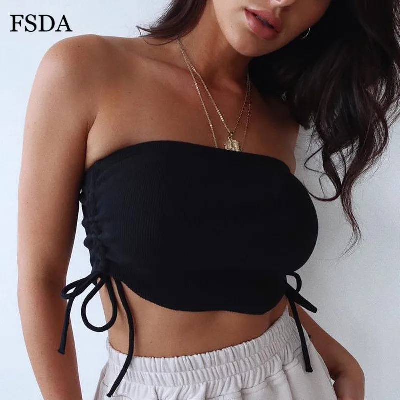 FSDA с открытыми плечами короткий топ рюшами летняя уличная одежда без бретелек на