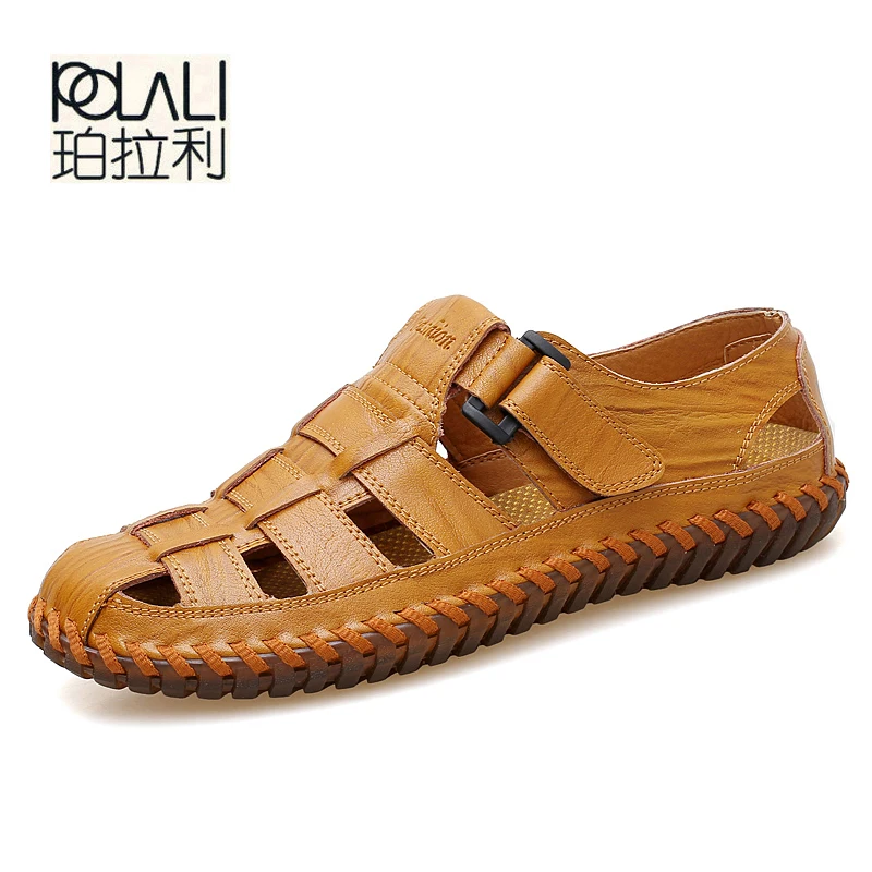 POLALI/мужские сандалии из коровьей кожи Уличные мужские туфли ручной работы Сезон