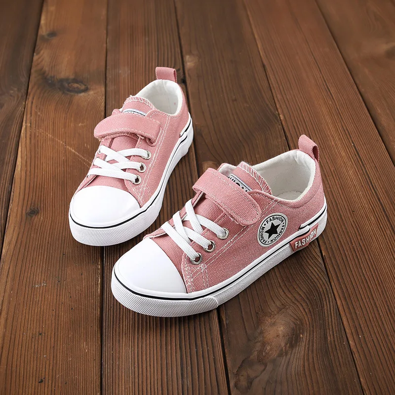 

Children's Unisex Canvas Shoes Little Girls Summer Solid Shoes Breathable Candy Colors Casual Hook Shoes For Girls And Boys