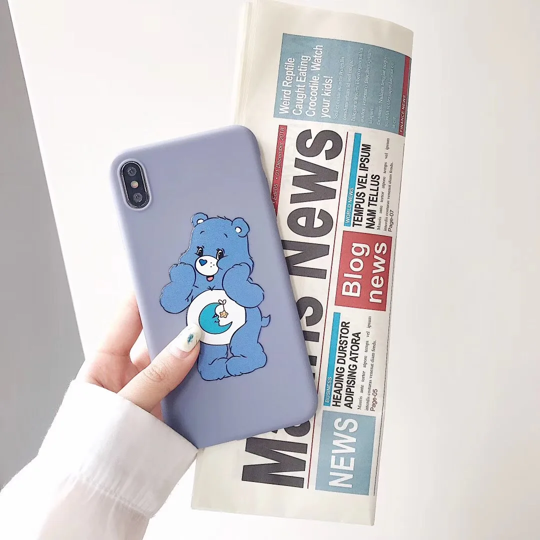INS корейский милый мультяшный чехол с медведем радугой для Apple iPhone X XS Max Xr 8 7 6 6 s Plus Модный мягкий чехол для телефона из ТПУ