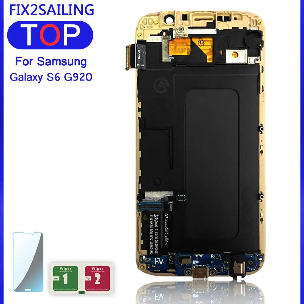 ЖК дисплей для Samsung Galaxy S6 G920F G920A G920T сенсорный экран дигитайзер рамка в