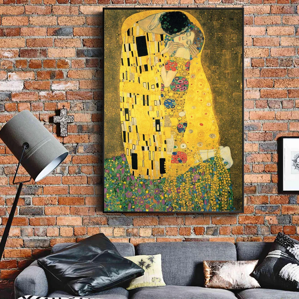 

Настенная картина Gustav Klimt Kiss настенные картины Reproductions, классическое известное изображение на холсте Klimt Kiss, для декора гостиной