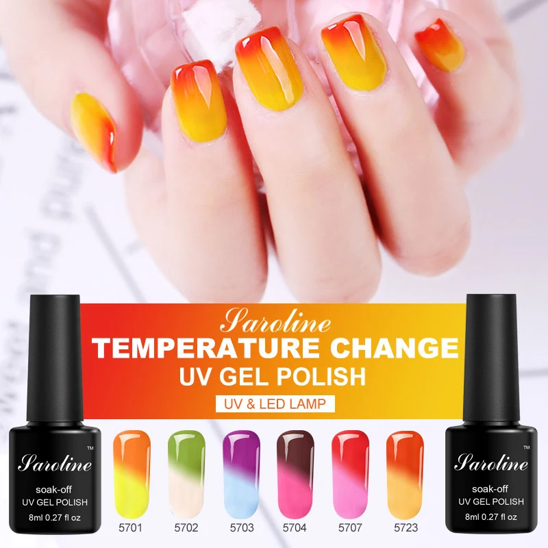 Saroline долговечный светодиодный гель лак термогель для ногтей 8 мл Soak Off Gel Лаки