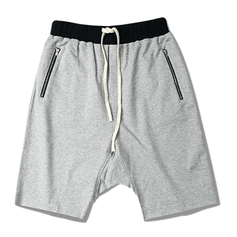 Grey Hi-street, летние мужские шорты с заниженным шаговым швом, мешковатые, свободные, хип-хоп, черные, Мужская городская одежда, джоггеры, шаровары, шорты на молнии для мужчин - Цвет: Grey