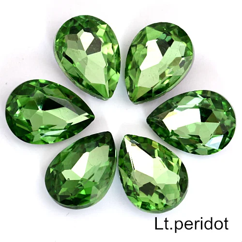 Lt.peridot 4 размера, каплевидный кристалл, AB стекло, стразы, заостренный задник, стразы, красный, необычный камень, Круглый, нужен клей для свадебного платья B1242 - Цвет: Lt.peridot