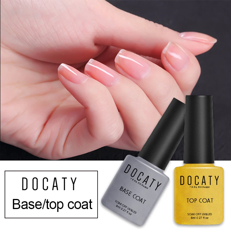 Лак для дизайна ногтей Docaty камуфляжный прозрачный гель верхнее и Базовое
