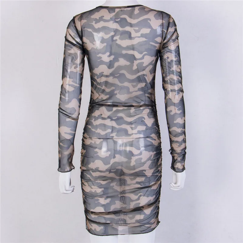 Сексуальное женское камуфляжное прямое платье с длинным рукавом|camouflage dress|straight