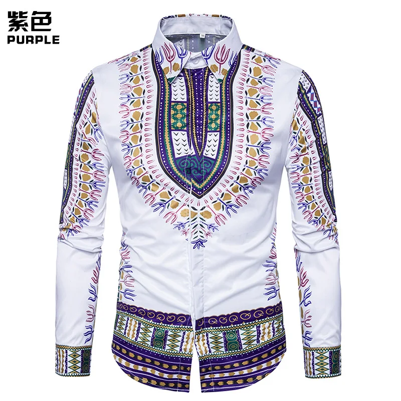 Мужская одежда рубашка Blusas новая мода с принтом ветра мужская блузки Camisa Masculina Manga