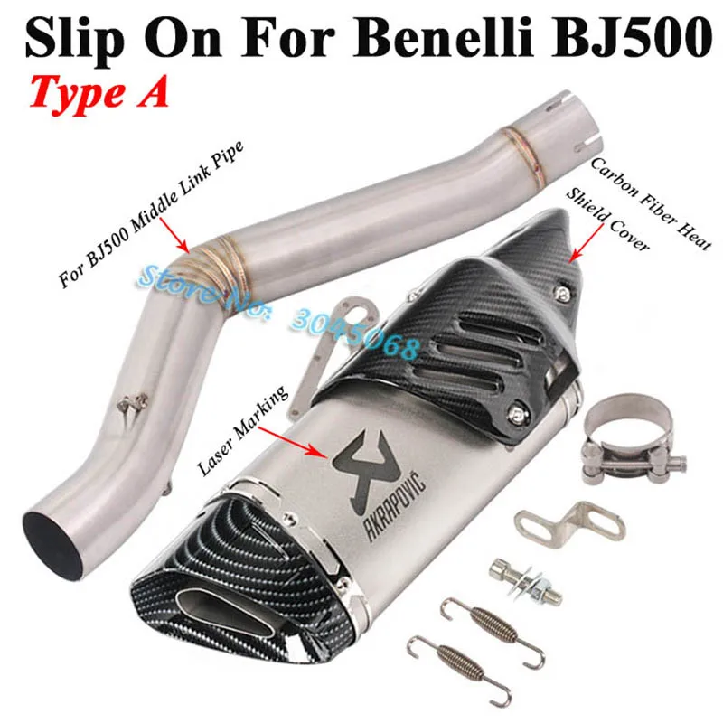 Type A Слипоны для Benelli Leoncino 500 BJ500 мотоцикл Yoshimura выхлопная труба, Модифицированная средняя труба, трубы из углеродного волокна, глушитель - Цвет: Type A