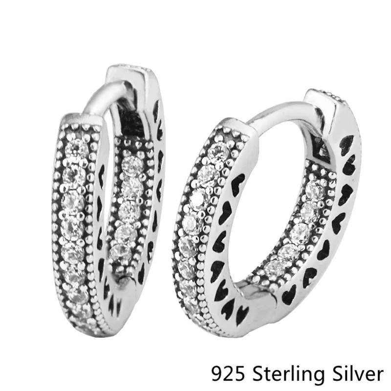 

Серьги-кольца женские из серебра 925 пробы с сердечками