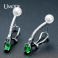 umode new simulated pearl fashion jewelry for women hoop earrings green austrian rhinestone boucle doreille ue0334