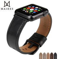 maikes genuine leather watch accessories iwatch bands 44mm 42mm for apple watch band 40mm 38mm black watch strap bracelets