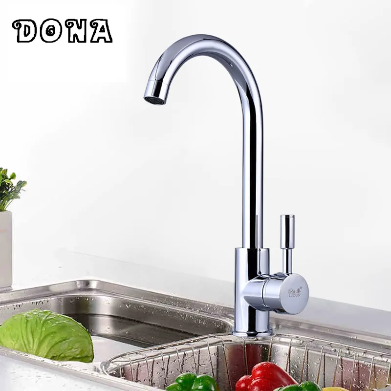 

Deck Mount Washing Kitchen Sink Mixer Taps Single Lever Brass Kitchen Faucet Chrome Finish DONA1131