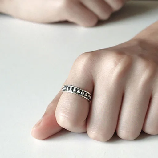 Красный Регулируемый Размеры кольца для Винтаж панк браслет из чистого 925 пробы