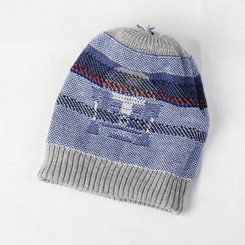 Robot/теплая шапка бини для маленьких мальчиков Зимняя Толстая Серая с помпоном