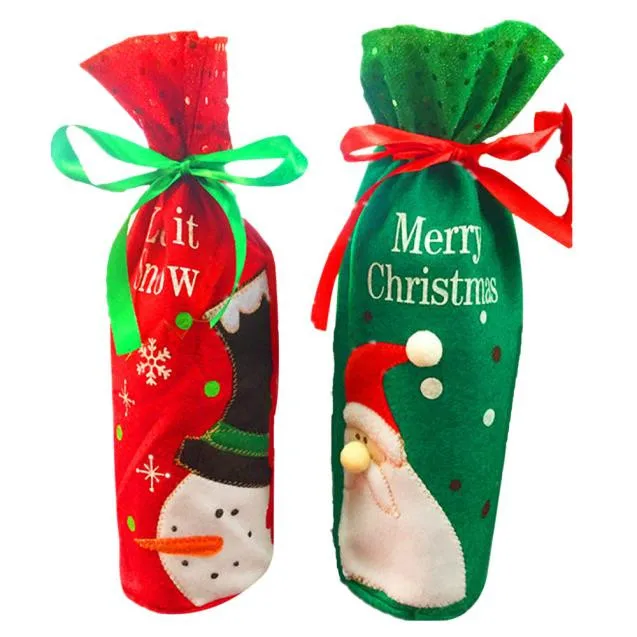 2PC ISHOWTIENDA крышка бутылки вина сумки украшения дома вечерние Санта Клаус Рождество Горячая Распродажа - Цвет: 2PC