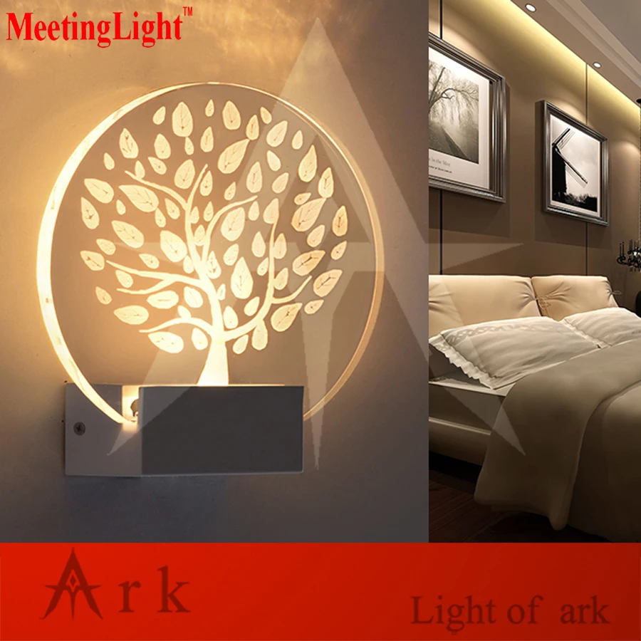 Современные домашние 8 Вт 3 вида цветов LED резные Акриловые Настенные Бра