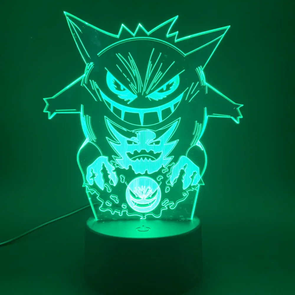 Игра Pokemon Go Gengar фигурка светодиодный 3d-ночник лучший подарок для детей Детская спальня декоративный атмосферный ночник лампа 3d