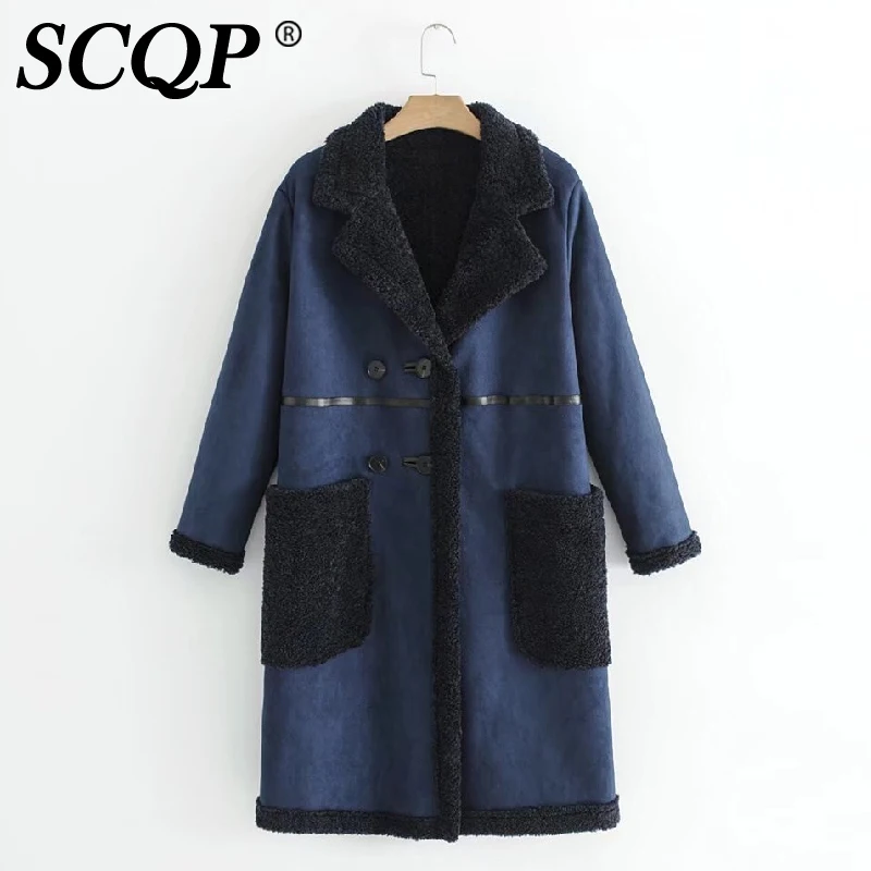 SCQP зима плюс бархат утолщение теплая Женская куртка двубортный имитация