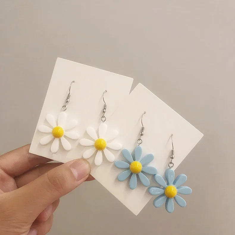 2019 летние праздничные милые синие белые акриловые серьги-подвески в виде цветка