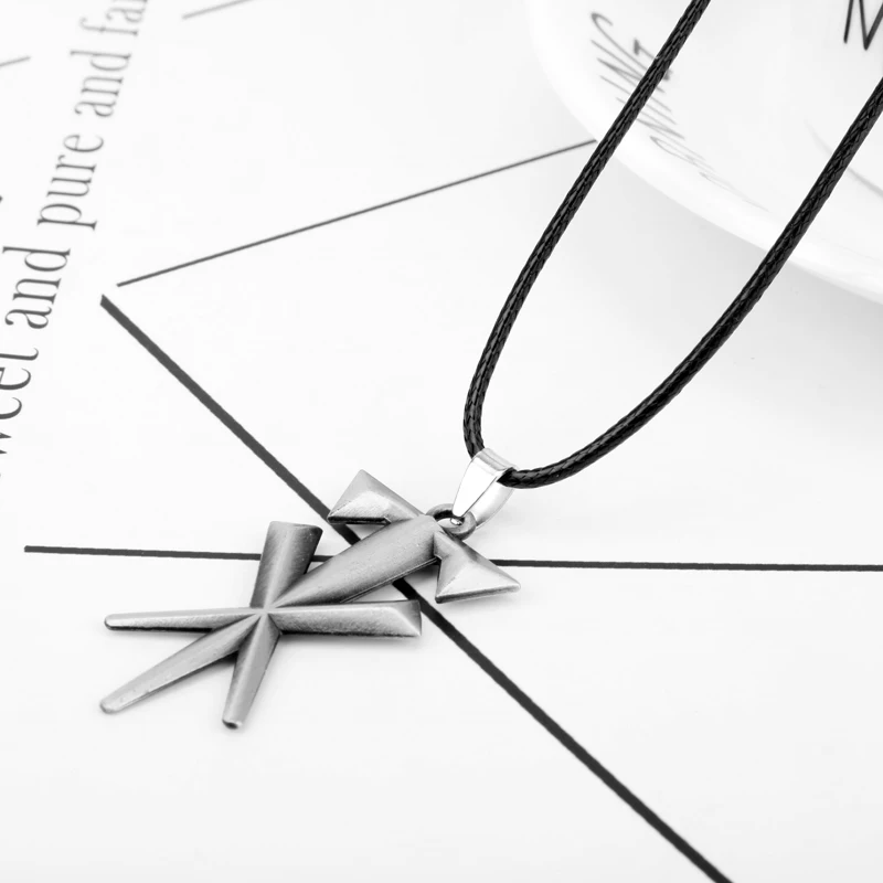 Геометрическая подвеска в форме Креста ожерелье с кулоном кожаный шнур