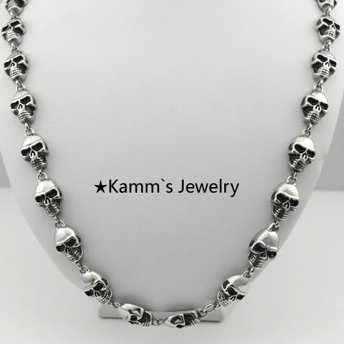 Рождественские подарки Череп Ожерелье Панк цепь 316L нержавеющая сталь литье