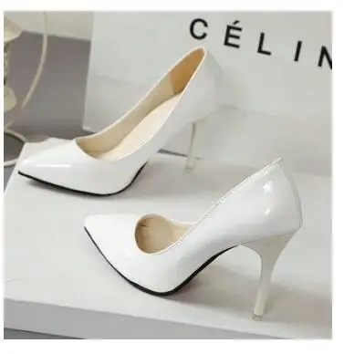 White 7CM Популярные женские туфли-лодочки женские свадебные туфли с острым носком на высоком каблуке; сезон весна-осень пикантная обувь на высоком каблуке для женщин;#9588 - Цвет: White 7CM