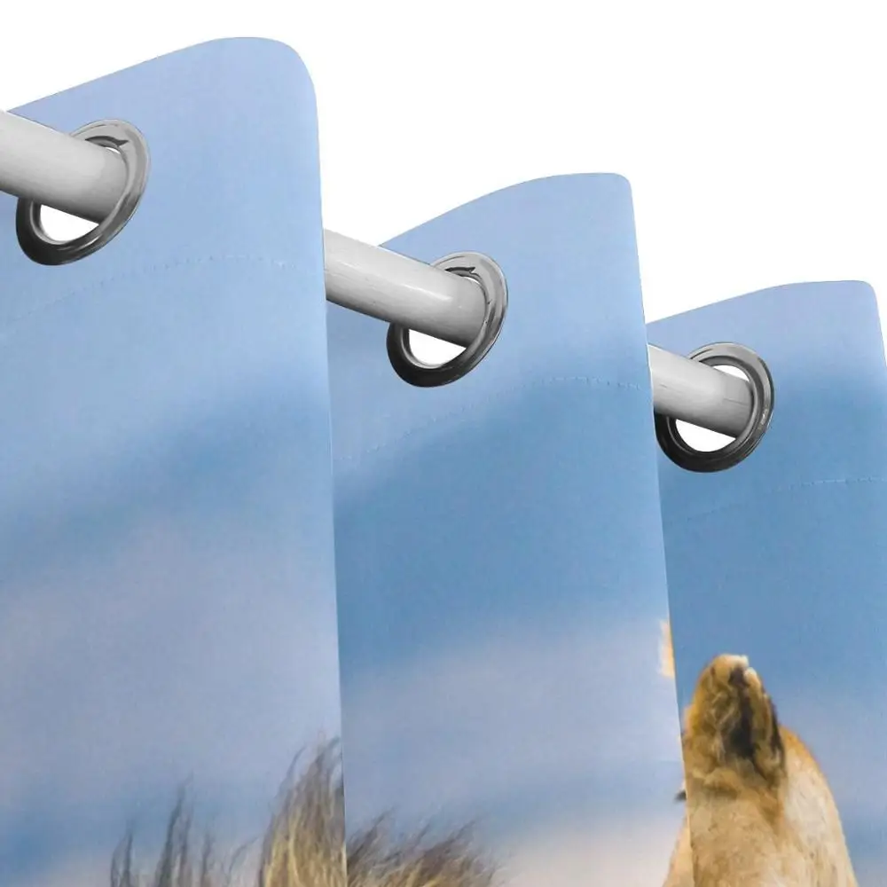 Занавески с изображением Льва затемняющие панели втулки разделитель для комнаты