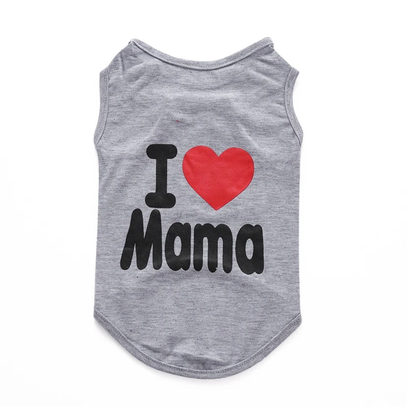 

Cotton Black Gray Mama Papa Letter Pet Dog Summer Clothes Cat Clothes Dog Vest Shirt for Animals Chihuahua Clothing Doggy