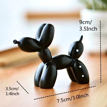 Black Dog VILEAD 9 см Смола воздушный шар фигурки собак креативный орнамент искусственная живопись украшение торта, выпечки детство десерт на вечеринку подарок - Цвет: Black Dog