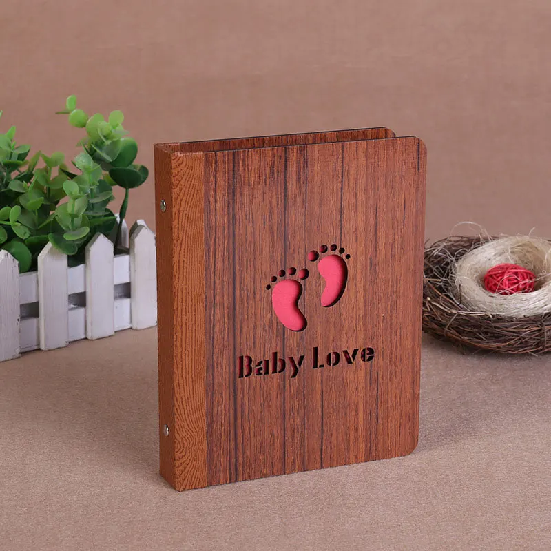 Baby Love Цена зазора 6 дюймов мгновенные фотографии детская записная книжка Свадебный фотоальбом Семья хранения фото книга Деревянный чехол полый узор - Цвет: Baby Love